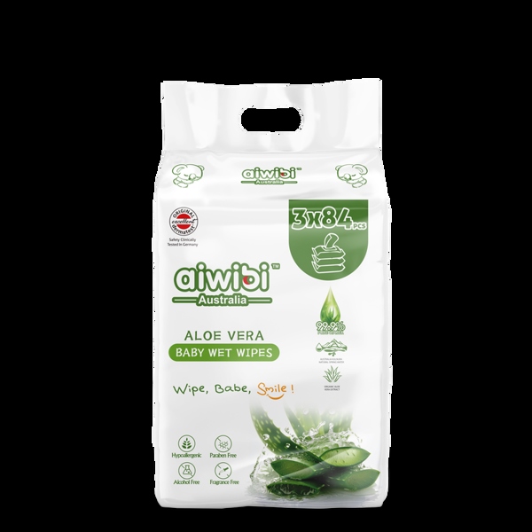 Khăn ướt không mùi chiết xuất lô hội Aiwibi 84Mx12