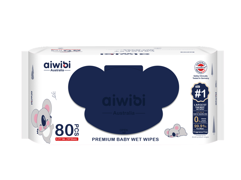 Khăn ướt cao cấp Aiwibi 80Mx12 (nắp gấu xanh)