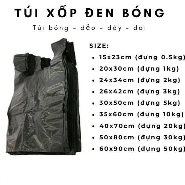 Túi xốp đen bóng size 40cm