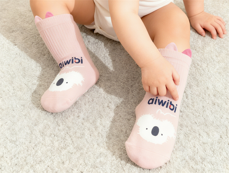 Vớ chân em bé chống trượt Aiwibi - Pink